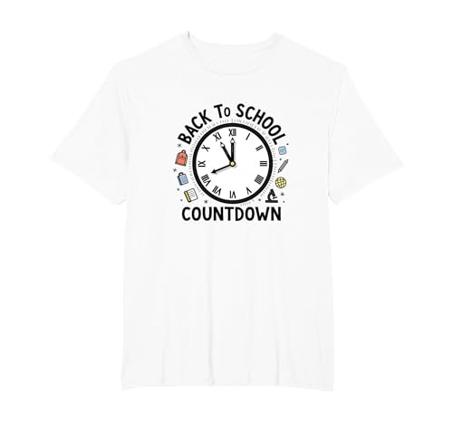 Countdown-Uhr für die Schule mit Bildungssymbolen T-Shirt, Herren Große Größen, Weiß, 4X Tall Countdown-Uhr für die Schule mit Bildungssymbolen T-Shirt, Herren Große Größen, Weiß, 4X Tall von Generic