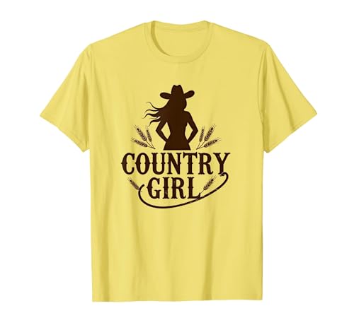 Country Girl Cowgirl Silhouette Weizen Western T-Shirt, Herren, Gelb, L von Generic