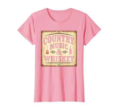 Country Music & Whiskey Vintage Western für Herren T-Shirt, Damen, Rosa, XS Country Music & Whiskey Vintage Western für Herren T-Shirt, Damen, Rosa, XS von Generic