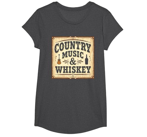 Country Music & Whiskey Vintage Western für Herren T-Shirt, Girls, Anthrazit Meliert, XS Country Music & Whiskey Vintage Western für Herren T-Shirt, Girls, Anthrazit Meliert, XS von Generic