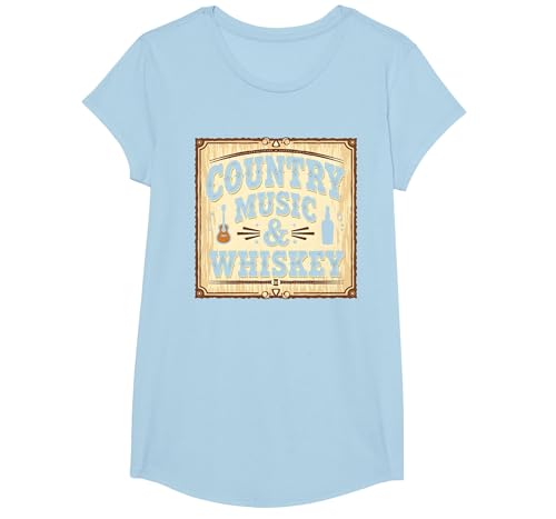 Country Music & Whiskey Vintage Western für Herren T-Shirt, Girls, Himmelblau, XS Country Music & Whiskey Vintage Western für Herren T-Shirt, Girls, Himmelblau, XS von Generic