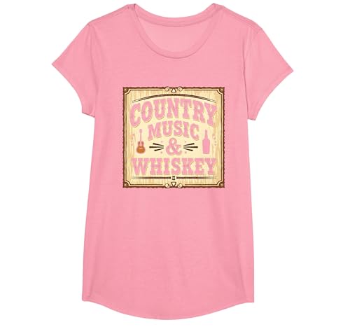 Country Music & Whiskey Vintage Western für Herren T-Shirt, Girls, Rosa, XS Country Music & Whiskey Vintage Western für Herren T-Shirt, Girls, Rosa, XS von Generic