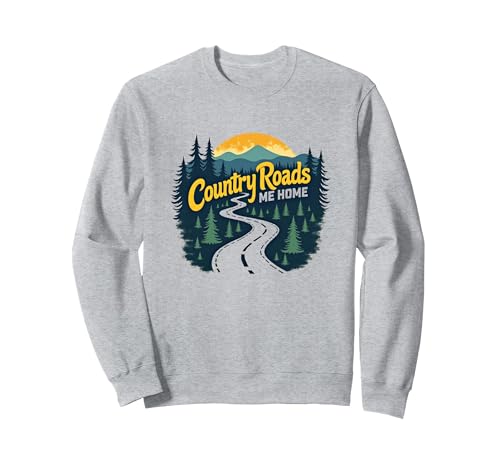 Country Roads Old Row Nostalgie für Herren Sweatshirt, Unisex für Erwachsene, Grau Meliert, S von Generic