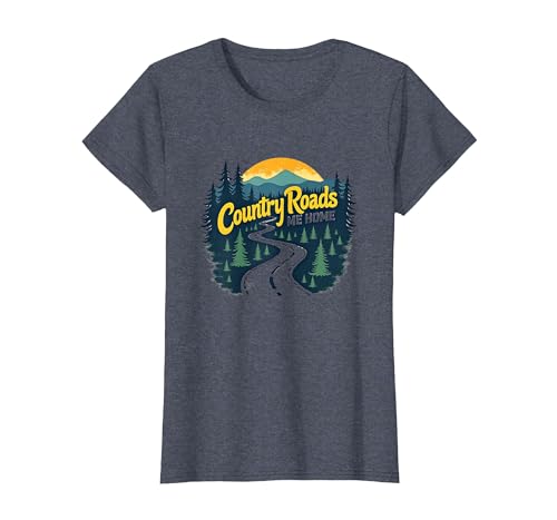 Country Roads Old Row Nostalgie für Herren T-Shirt, Damen, Blau Meliert, XS Country Roads Old Row Nostalgie für Herren T-Shirt, Damen, Blau Meliert, XS von Generic