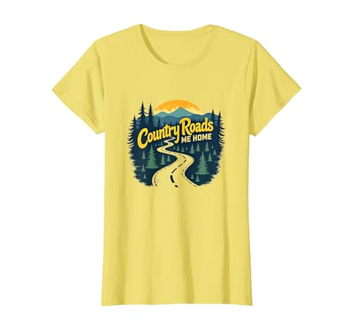 Country Roads Old Row Nostalgie für Herren T-Shirt, Damen, Gelb, XS Country Roads Old Row Nostalgie für Herren T-Shirt, Damen, Gelb, XS von Generic