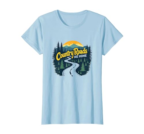 Country Roads Old Row Nostalgie für Herren T-Shirt, Damen, Himmelblau, XS Country Roads Old Row Nostalgie für Herren T-Shirt, Damen, Himmelblau, XS von Generic