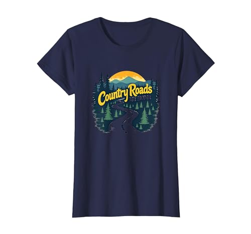 Country Roads Old Row Nostalgie für Herren T-Shirt, Damen, Marineblau, XS Country Roads Old Row Nostalgie für Herren T-Shirt, Damen, Marineblau, XS von Generic