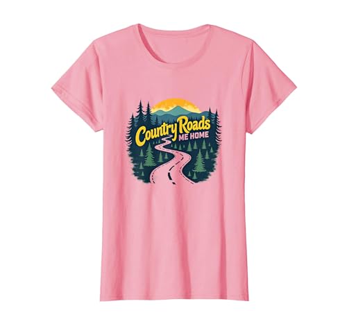 Country Roads Old Row Nostalgie für Herren T-Shirt, Damen, Rosa, XS Country Roads Old Row Nostalgie für Herren T-Shirt, Damen, Rosa, XS von Generic