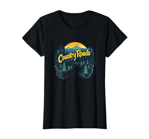 Country Roads Old Row Nostalgie für Herren T-Shirt, Damen, Schwarz, XS Country Roads Old Row Nostalgie für Herren T-Shirt, Damen, Schwarz, XS von Generic