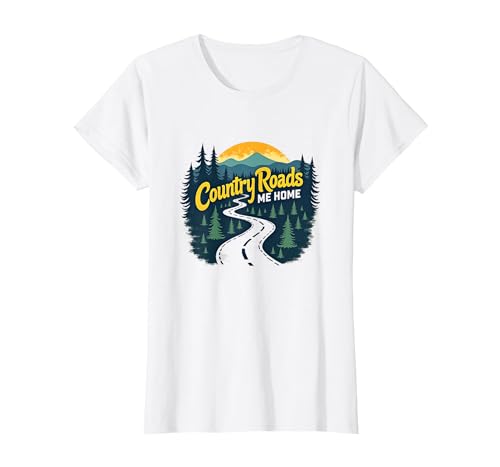 Country Roads Old Row Nostalgie für Herren T-Shirt, Damen, Weiß, XS von Generic