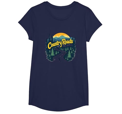 Country Roads Old Row Nostalgie für Herren T-Shirt, Girls, Marineblau, XS von Generic