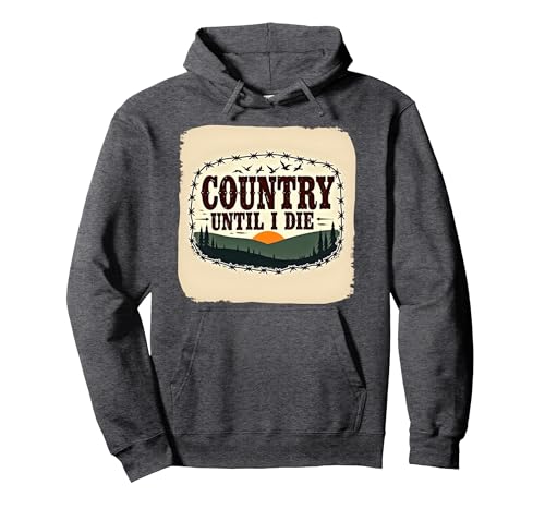 Country Until I Die Rustic Sunset Herren Western Patriotic Pullover Hoodie, Unisex für Erwachsene, Anthrazit Meliert, XL von Generic