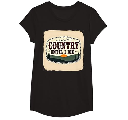 Country Until I Die Rustic Sunset Herren Western Patriotic T-Shirt, Girls, Schwarz, XS Country Until I Die Rustic Sunset Herren Western Patriotic T-Shirt, Girls, Schwarz, XS von Generic
