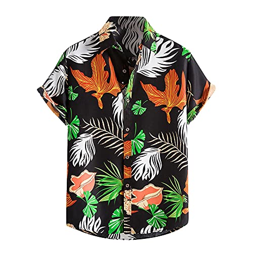 Coupons Amazon Angebote Hawaii Hemd Herren Kurzarm Funky Sommerhemd Button Down Stretch Hawaiihemd Regular Vintage Freizeithemden Bequeme Passform Strandshirt Lose Fit Shirt Bequeme Outdoorshirt von Generic