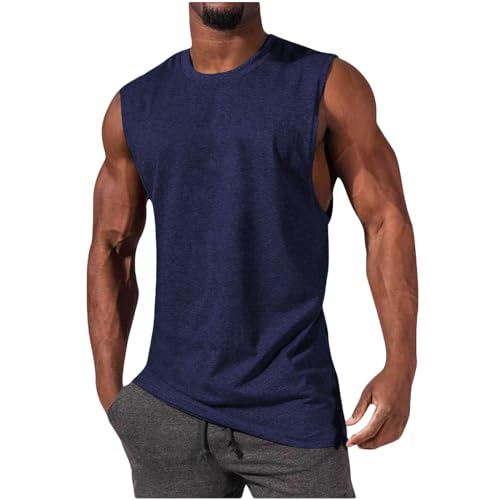 Tops für Herren Sommer 2025 Unterhemd Kurzarm Stretch T Shirt Regular Fit Bequeme Muskelshirt Bodybuilding Baumwolle Tanktop Passform Tankshirt Freizeit Sportshirt von Generic