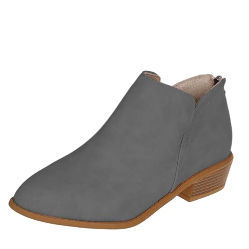 Cowboy Stiefel Damen Braun | Damen Stiefeletten Mit Absatz Kurz-Motorradstiefel Mode Western Stiefel Blockabsatz Biker Stiefel Retro Winter-Herbst-Stiefel Chelsea-Stiefel Ankle Boots Damenschuhe von Generic
