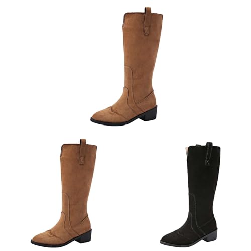 Cowboy Stiefeletten Damen Wildleder - Reitstiefel Damen Western - Halbstiefel Mit Blockabsatz Spitzer Zehenpartie Langschaftstiefel Halbhohe Schlupfstiefel rutschfest Winterstiefel Cowboy Stiefeletten Damen Wildleder - Reitstiefel Damen Western - Halbstiefel Mit Blockabsatz Spitzer Zehenpartie Langschaftstiefel Halbhohe Schlupfstiefel rutschfest Winterstiefel von Generic