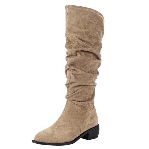 Cowboystiefel Damen Braune Cowboy Stiefeletten Leder Boots Mit Absatz Kurz Halbschuhe Breit Winterstiefel Schwarze Cowboy Stiefeletten Winterstiefel Elegant Elegant von Generic