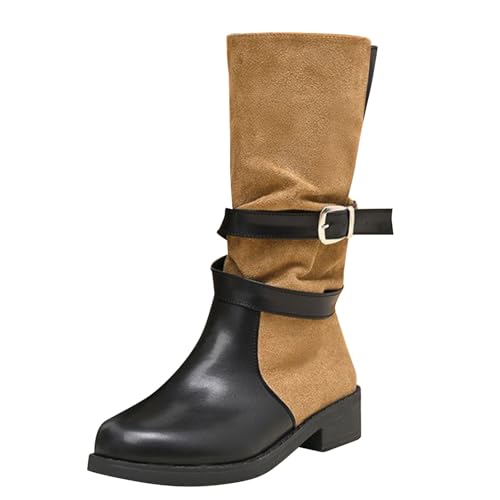 Cowboystiefel Damen Braune Winterstiefel Winterschuhe Schwarze Breit Winterschuhe Leder Westernstiefel Braune Ankle Boots Cowboystiefel Breit Halbhoch von Generic