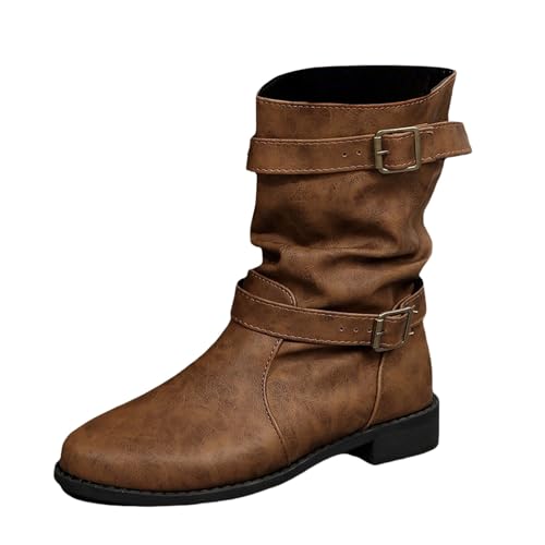 Cowboystiefel Damen Browne Cowboy Stiefeletten Leder Winterschuhe Leichte Outdoor Cowboy Stiefel Schwarz Winterstiefel Halbhoch Stiefeletten Westernstiefel Leder Schwarze von Generic