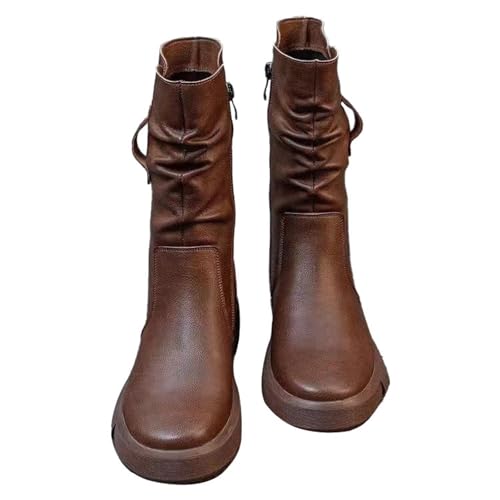 Cowboystiefel Damen Schwarz Cowboy Stiefeletten Halbhoch Boots Leichte Wildleder Herbst Stiefel Leder Winterstiefel Braun Ankle Boots Westernstiefel Festival Stiefe Leder von Generic