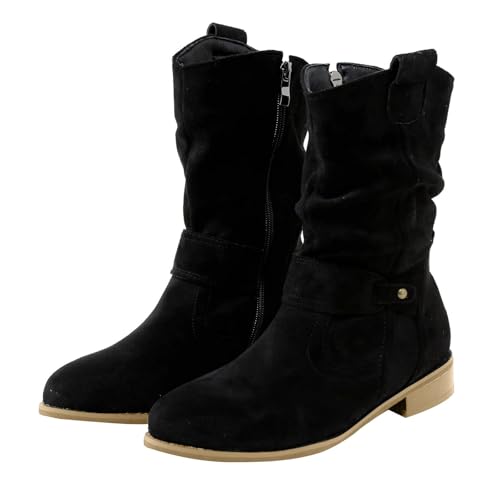 Cowboystiefel Damen Schwarze Stiefeletten Leder Cowboy Stiefel Bequem Kurz Cowboy Stiefel Elegant Westernstiefel Braune Ankle Boots Cowboystiefel Elegant Schwarze von Generic