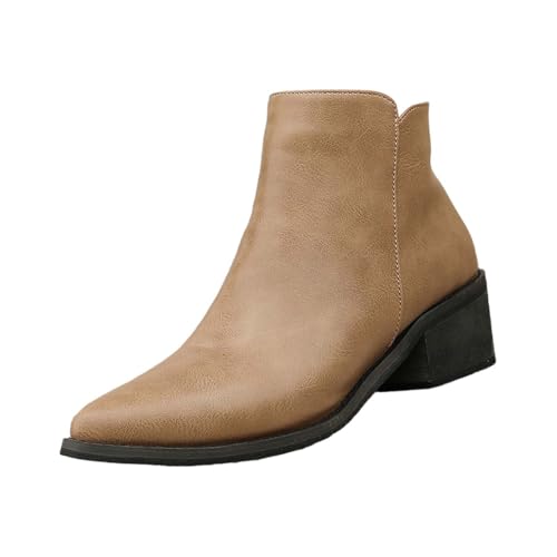 Cowboystiefel Damen Stiefeletten Wildleder Cowboyboots Cowboyboots Halbstiefel Schlupfschuhe Übergangsstiefel Blockabsatz Blockabsatz Ankle Boots Halbhoch Halbhohe Cowboy Boots von Generic