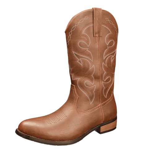 Cowboystiefel Für Herren Western Modisch Retro Stilvoll Bestickte Stiefel Mit Spitzer Zehenpartie Und Klobigem Absatz,Braun,44.5 EU Cowboystiefel Für Herren Western Modisch Retro Stilvoll Bestickte Stiefel Mit Spitzer Zehenpartie Und Klobigem Absatz,Braun,44.5 EU von Generic