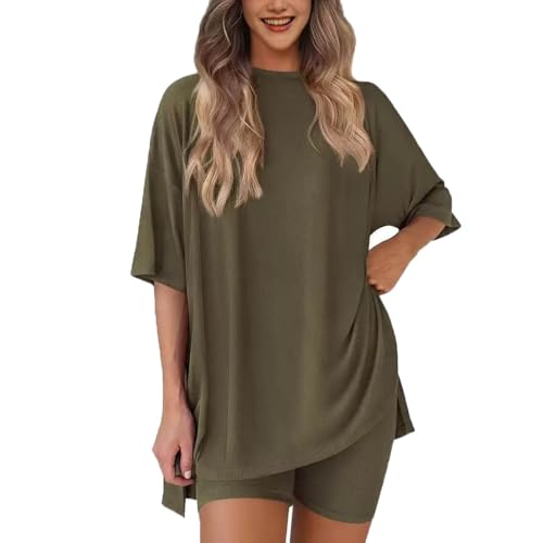 Cozymama Two Piece Set, Cozy Mama Two Piece Set Maternity Summer Matching Short Sets Womens 2 Pieces Lounge Outfits (Army Green,S) von Generic