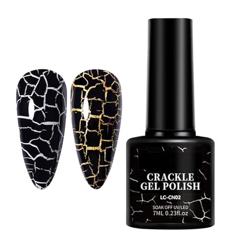 Crackle Gel Polish - Pigment -reiche Design Maniküre Gel, Sofortige geknackte polnische Jacke | Mädchen sammeln Nagelzubehör Stück; Home Salon Set, Event Nail Decor Ideal von Generic