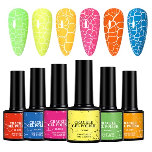 Crackle Nail Polish Gel - Premium Quick -Dry Shatter Lacquer, Fine Fracture Design Polish | Einfache Peel-Seal Finishing-Schicht, langlebige Chip-resistente Texturjacke, stilvolle Kunstlösung, Experte von Generic