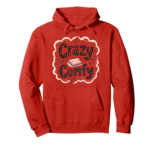 Crazy Comfy Freak in The Laken Gemütlicher Humor vor dem Schlafengehen Pullover Hoodie, Unisex für Erwachsene, Rot, L von Generic