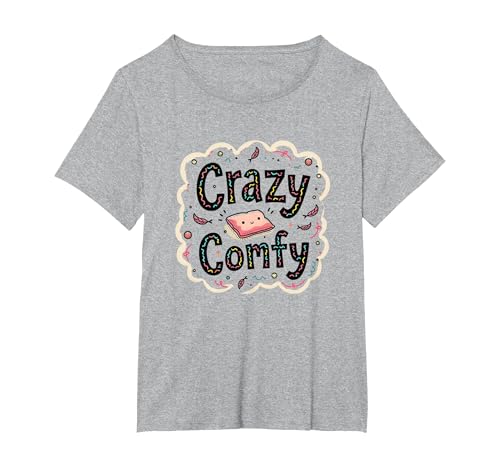Crazy Comfy Freak in The Laken Gemütlicher Humor vor dem Schlafengehen T-Shirt, Damen Große Größen, Grau Meliert, 1X von Generic