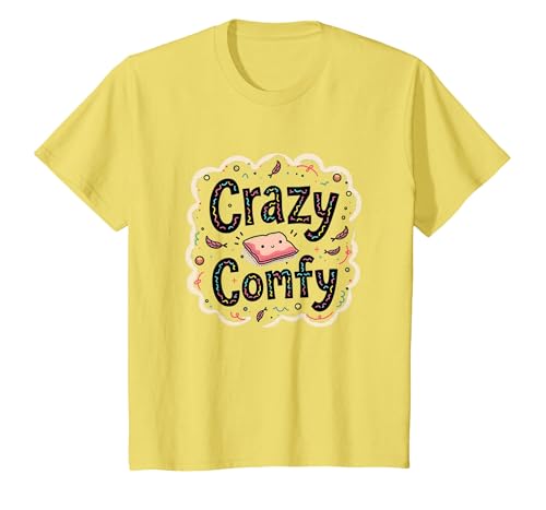 Crazy Comfy Freak in The Laken Gemütlicher Humor vor dem Schlafengehen T-Shirt, Kinder, Gelb, 92 von Generic