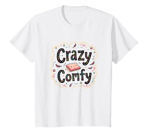 Crazy Comfy Freak in The Laken Gemütlicher Humor vor dem Schlafengehen T-Shirt, Kinder, Weiß, 92 von Generic
