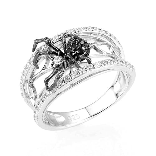 Creative Spider Animal Forme Anneaux Pour Femmes Micro Pavé Noir Et Blanc Cubique Zircone Punk Style Bijoux Accessoires De Fête Langlebig und modisch von Generic