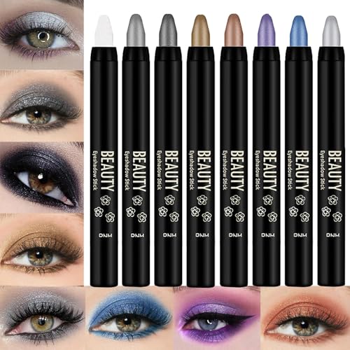 Creme Lidschattenstift, Lidschattenstift | Wasserdicht 8 Stück Lidschatten Stift | Lidschatten Stift Glitzer Lidschatten Stift mischbar Lidschatten von Generic