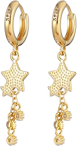Creolen in Sternform, elegante Hochzeitsohrringe für Frauen und Mädchen (Silber Gold) von Generic
