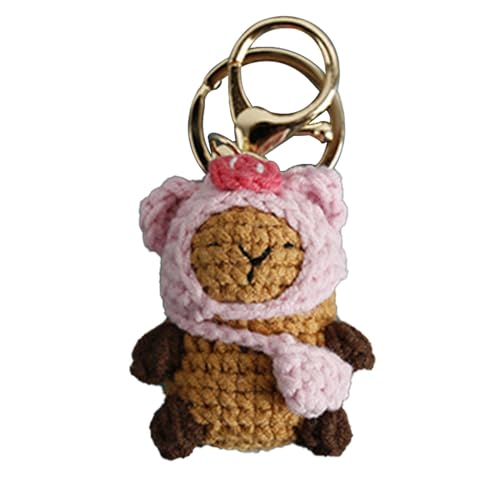 Crochet Capybara Keychain – Cute Animal Key Ring For Car Keys | Handcrafted Yarn Capybara Doll, Cartoon Capybara Keyring With Clothes, Adorable Key Accessory For Bags, Backpacks, & Kids' von Generic