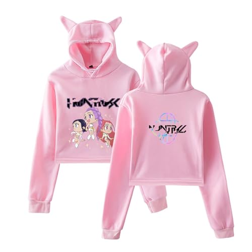 Crop Hoodie Mit Katzenohren Merch Kapuzenpullover Modisch Lang Rmelig Pullover Modisch Kawaii Hoodie 01-Rosa S von Generic