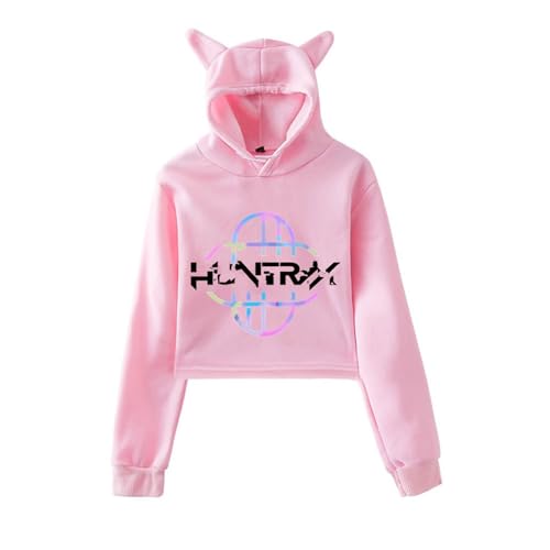Crop Hoodie Mit Katzenohren Merch Kapuzenpullover Modisch Lang Rmelig Pullover Modisch Kawaii Hoodie 05-Rosa M von Generic