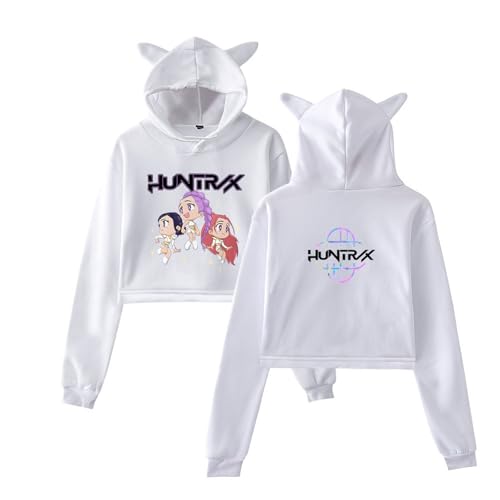 Crop Hoodie Mit Katzenohren Merch Kapuzenpullover Modisch Lang Rmelig Pullover Modisch Kawaii Hoodie 01-Weiß S von Generic