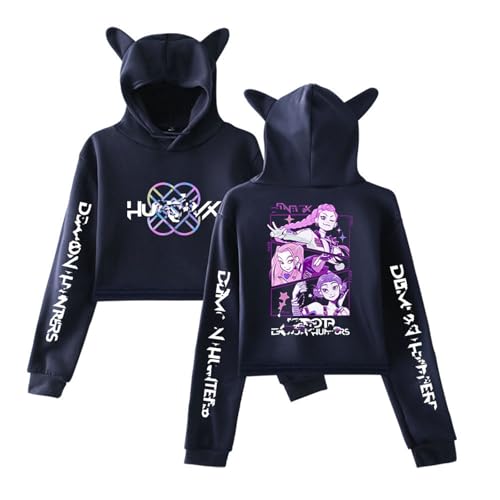 Crop Hoodie Mit Katzenohren Merch Kapuzenpullover Modisch Lang Rmelig Pullover Modisch Kawaii Hoodie 03-Marine M von Generic