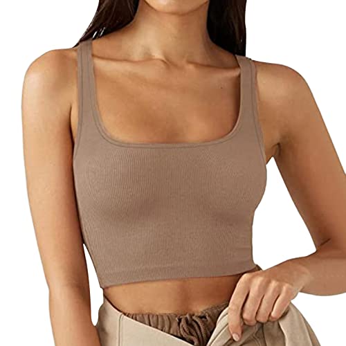 Crop Tops Damen Bauchfrei Oberteil Spaghetti Cropped Blusetops Ärmellose Lässig Sommer Kurz Weiß Frauen Tank Top Trägertop Damentop Croptops von Generic