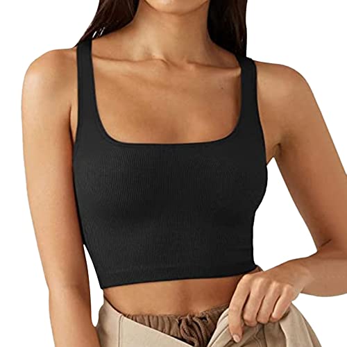 Crop Tops Damen Bauchfrei Oberteil Spaghetti Cropped Blusetops Ärmellose Lässig Sommer Kurz Weiß Frauen Tank Top Trägertop Damentop Croptops von Generic