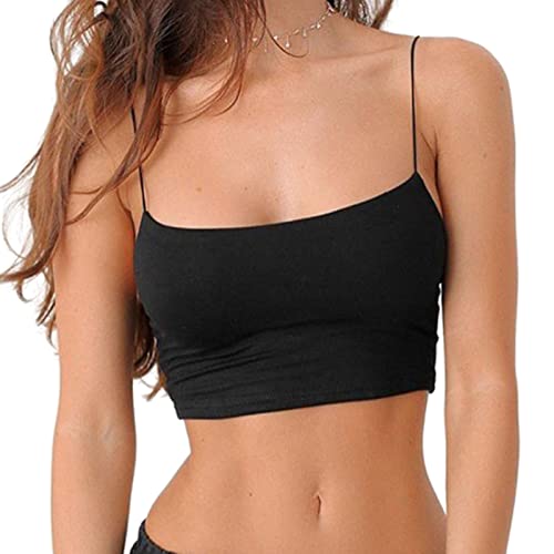 Crop Tops Damen Bauchfrei Y2K Oberteil Spaghetti Cropped Blusetops Ärmellose Lässig Sommer Kurz Weiß Frauen Tank Top Trägertop Damentop Croptops von Generic