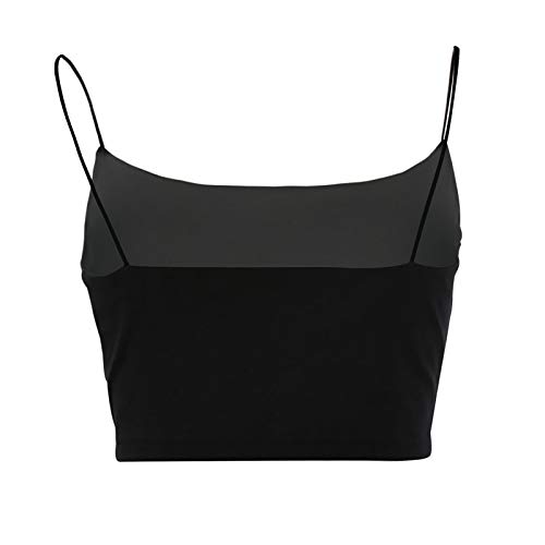 Crop Tops Damen Mit Integriertem BH - Trägertop Weiß Damen, Kurz Spaghetti Cropped Ärmellose Damentop Croptops Bustier Camisole Bralette Y2K Oberteil Blusetops Basic Cami Tank Top Stretch Unterhemd von Generic