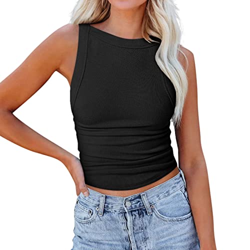 Crop Tops Damen Sport Bauchfrei Oberteil Ärmellose Sommer Tank Top Weiß Cropped Lässig Sexy Frauen Y2K Trägertop Blusetops Croptops Tanktops von Generic