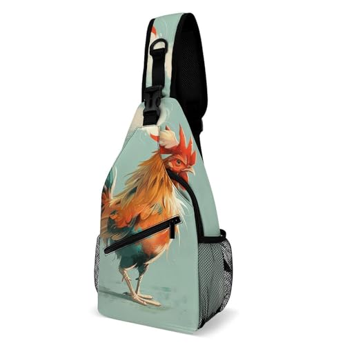 Crossbody Bags Cartoon-Huhn Anti-Diebstahl Casual Daypack Tragbare Brusttasche Für Herren Wandern Outdoorsport 19X39Cm von Generic