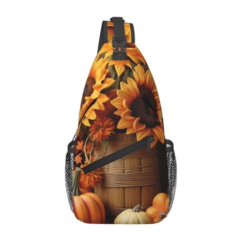 Crossbody Bags Kürbisse Und Sonnenblume Anti-Diebstahl Brusttasche Multipurpose Taktisch Brusttasche Für Herren Outdoorsport Kletternoutdoor 19X39Cm von Generic